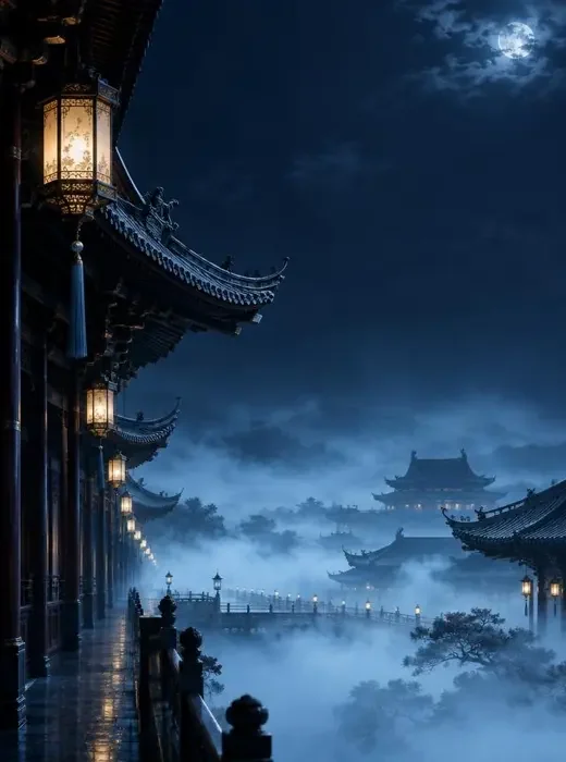 古装题材短剧分类封面，宫灯下的权谋旧梦